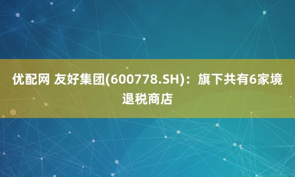 优配网 友好集团(600778.SH)：旗下共有6家境退税商店