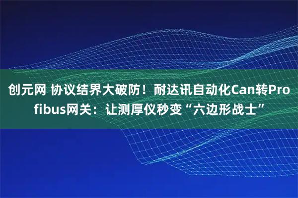 创元网 协议结界大破防!耐达讯自动化Can转Profibus网关:让测厚仪秒变“六边形战士”